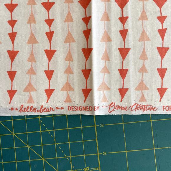 Hello Bear Triangle Stripe Coral Pink 1.75 Yards Quilting Fabric - Picture 2 of 2